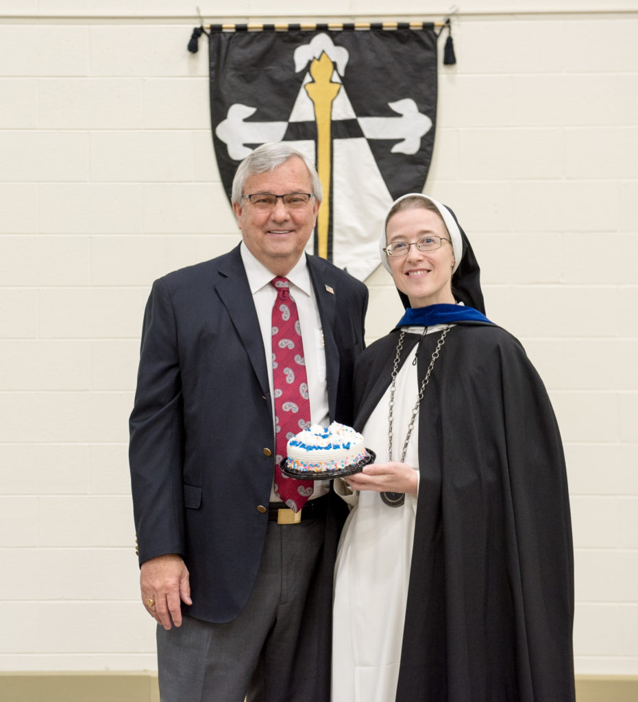 Retired Colonel J. Christopher Murphy (A.S. ’76) and Sr. Cecilia Anne, O.P., President of Aquinas College