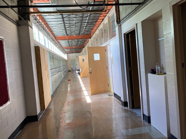 Upstairs hallway ready for new ceiling