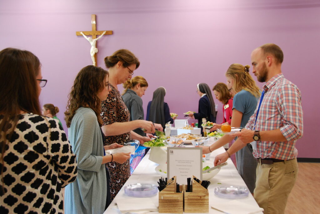 Long tables available in the Dining Hall for outside catering and serving capabilities.